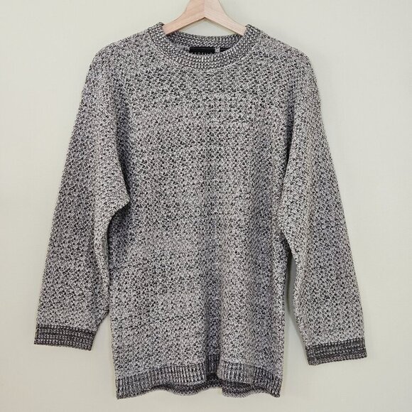 Profilo Sport Sweater Mens XL Marled Beige LS Crew Neck Wool Blend Preppy VTG - Picture 2 of 15